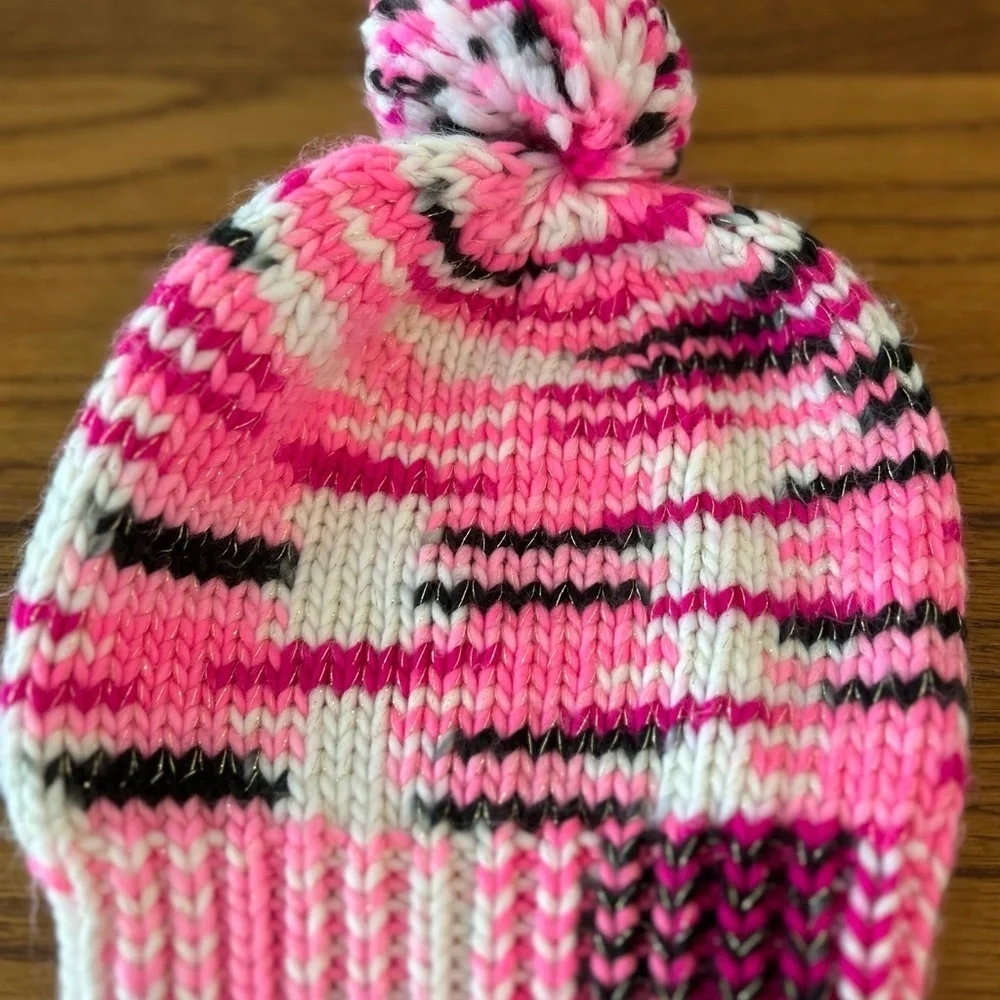 ❤️5 For $20❤️ Handmade Pink & Purple Baby Beanie Pom Pom   Size 15” Around